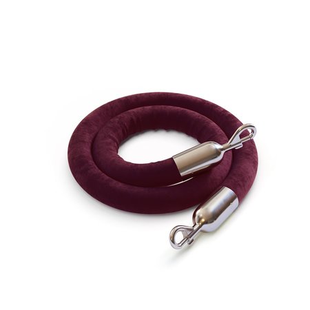 MONTOUR LINE Velvet Rope Maroon With Pol. Steel Snap Ends 8ft.Cotton Core HDVL510Rope-80-MN-SE-PS